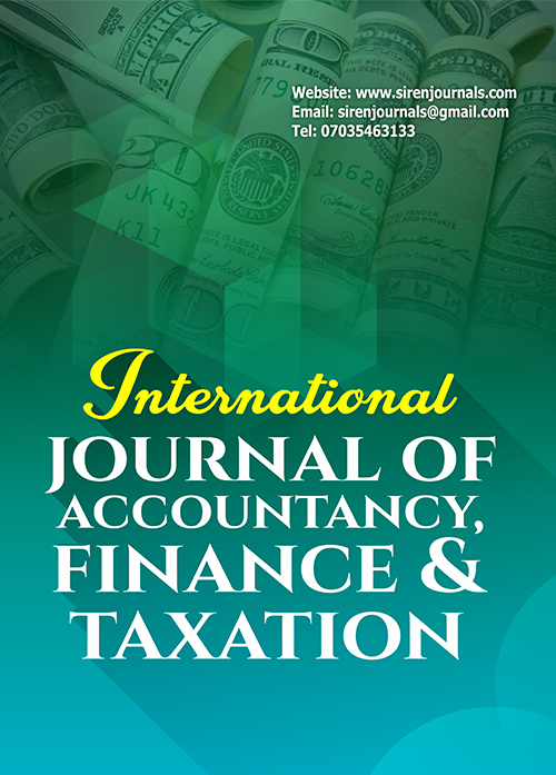 INTERNATIONAL JOURNAL OF ACCOUNTANCY, FINANCE AND TAXATION 	DEPARTMENT OF ACCOUNTANCY, IMO STATE UNIVERSITY